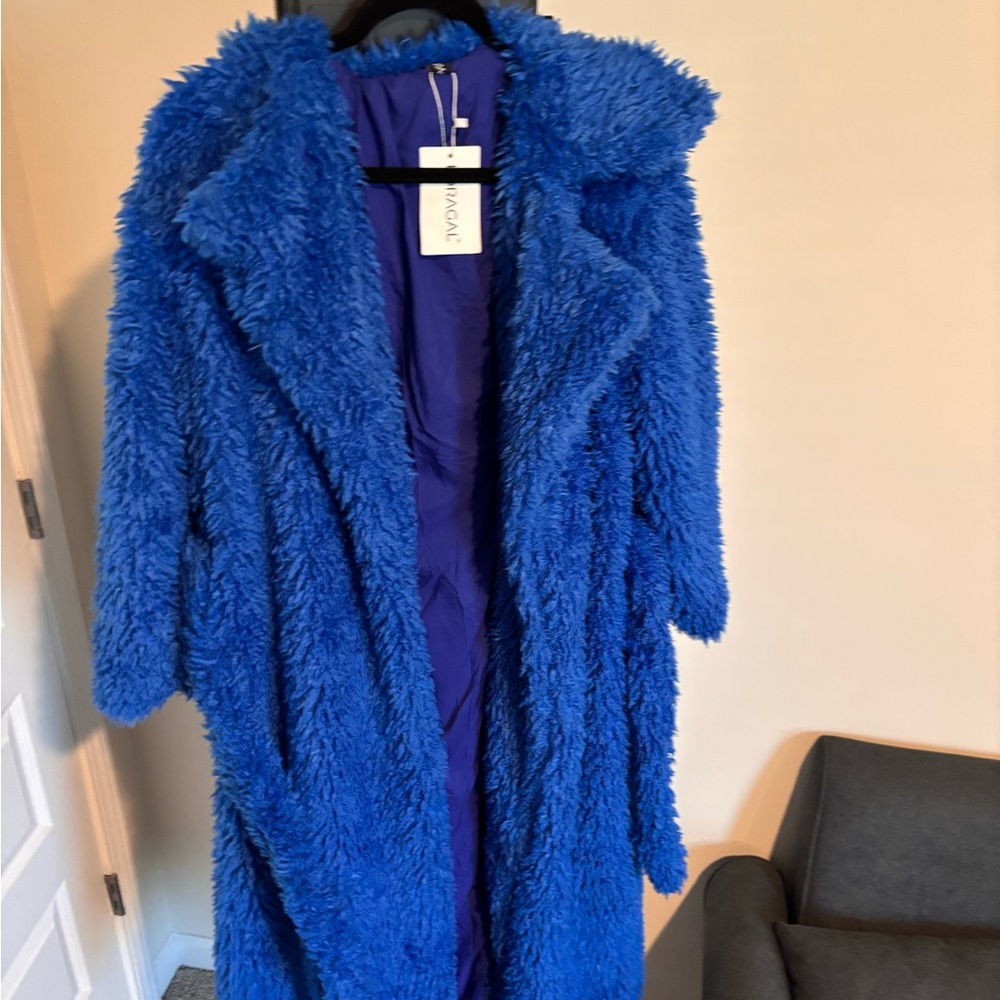 Monki Vibrant Blue Teddy Jacket